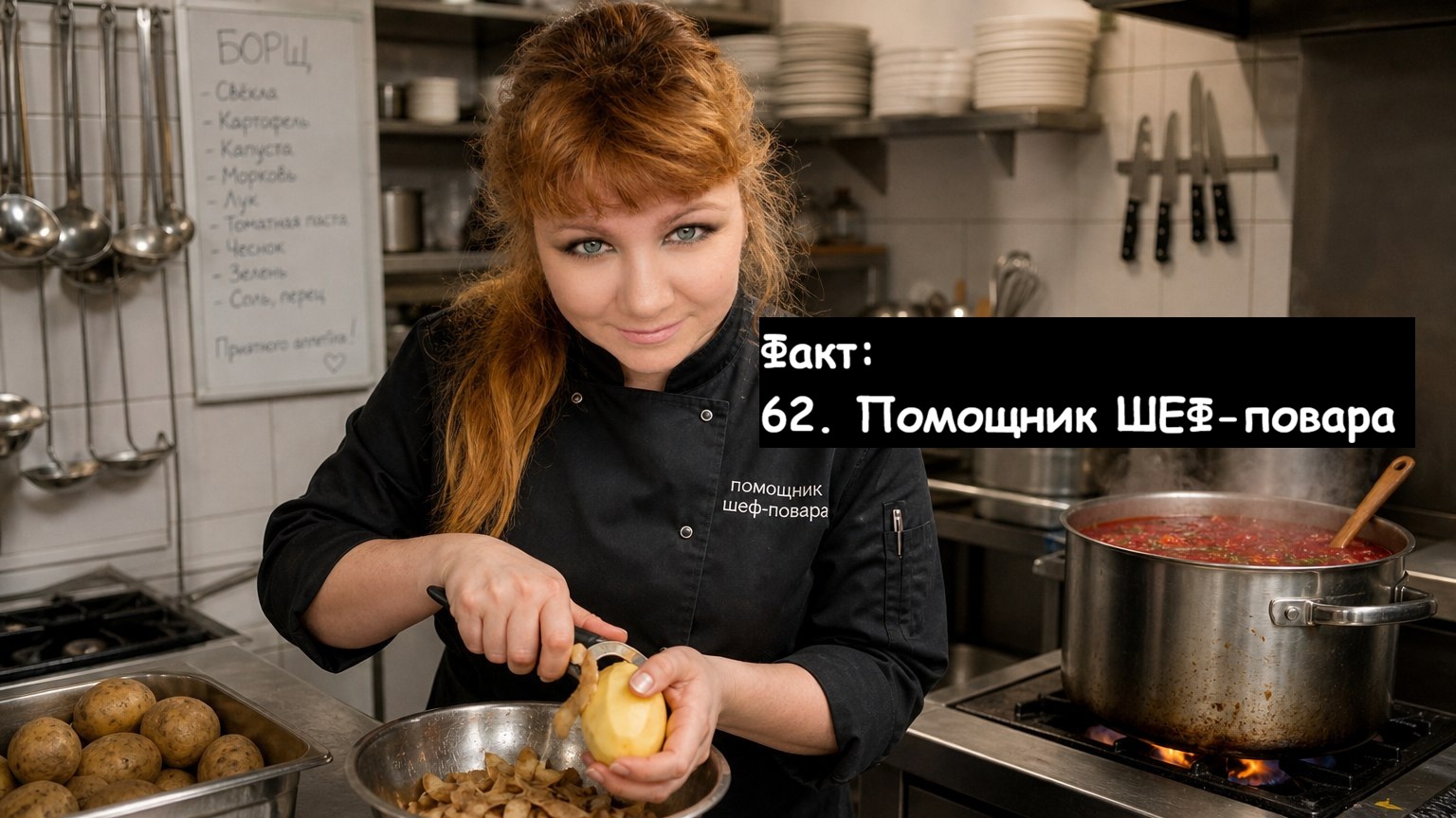 Факты обо мне (62): Про работу в столовой, где я была помощником шеф-повара